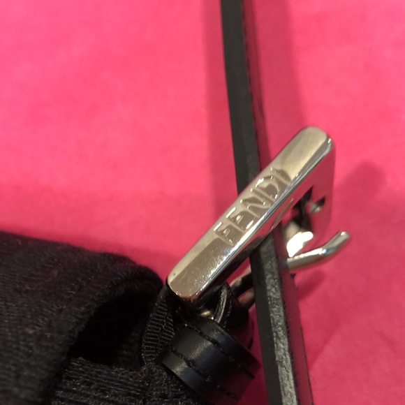 Fendi Iconic Black Zucca Big letters Fabric thick shiny New Vintage Impecable - Picture 4 of 12